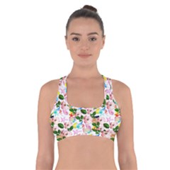 Painted Flowers Cross Back Sports Bra