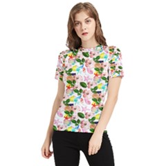 Painted Flowers Women s Short Sleeve Rash Guard