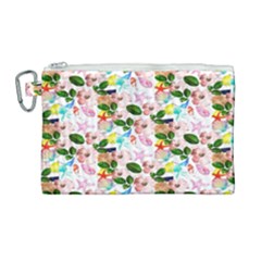 Painted Flowers Canvas Cosmetic Bag (large)