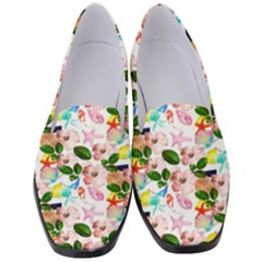 Painted Flowers Women s Classic Loafer Heels by Sparkle