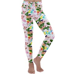 Painted Flowers Kids  Lightweight Velour Classic Yoga Leggings