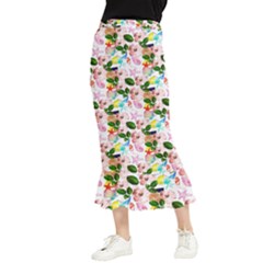 Painted Flowers Maxi Fishtail Chiffon Skirt