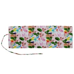 Painted Flowers Roll Up Canvas Pencil Holder (m)