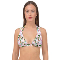 Painted Flowers Double Strap Halter Bikini Top