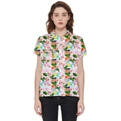 Painted Flowers Short Sleeve Pocket Shirt