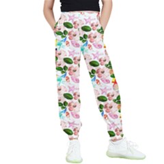 Painted Flowers Kids  Elastic Waist Pants