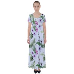 Summer Flowers High Waist Short Sleeve Maxi Dress by goljakoff