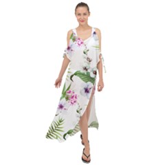 Summer Flowers Maxi Chiffon Cover Up Dress by goljakoff