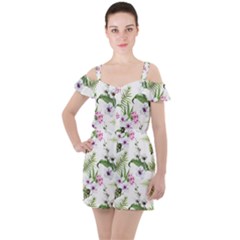 Summer Flowers Ruffle Cut Out Chiffon Playsuit by goljakoff