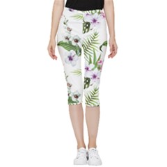 Summer Flowers Inside Out Lightweight Velour Capri Leggings  by goljakoff