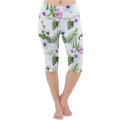 Summer Flowers Lightweight Velour Cropped Yoga Leggings by goljakoff