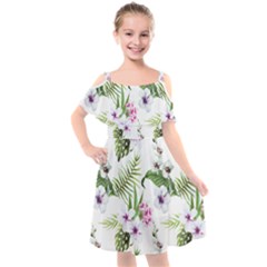 Summer Flowers Kids  Cut Out Shoulders Chiffon Dress by goljakoff