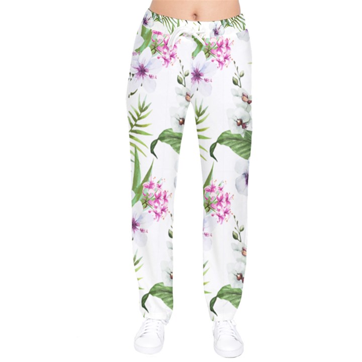 Summer flowers Women velvet Drawstring Pants