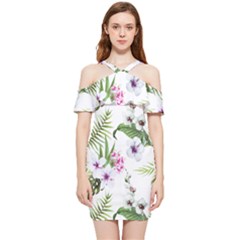 Summer Flowers Shoulder Frill Bodycon Summer Dress