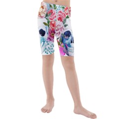 Skull And Flowers Kids  Mid Length Swim Shorts by goljakoff