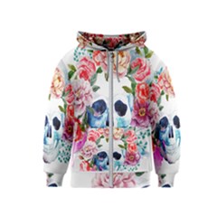 Skull And Flowers Kids  Zipper Hoodie by goljakoff