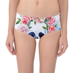 Skull And Flowers Mid-waist Bikini Bottoms by goljakoff