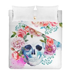 Skull And Flowers Duvet Cover Double Side (full/ Double Size) by goljakoff