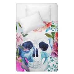 Skull And Flowers Duvet Cover Double Side (single Size) by goljakoff