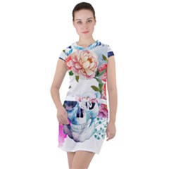 Skull And Flowers Drawstring Hooded Dress by goljakoff