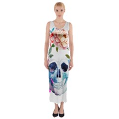 Skull And Flowers Fitted Maxi Dress by goljakoff