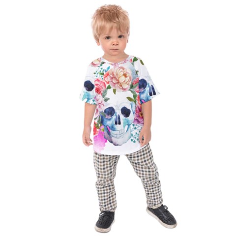 Skull And Flowers Kids  Raglan Tee by goljakoff