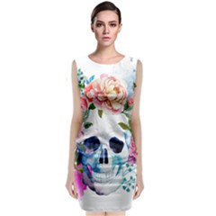 Skull And Flowers Sleeveless Velvet Midi Dress by goljakoff