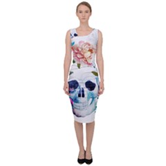 Skull And Flowers Sleeveless Pencil Dress by goljakoff