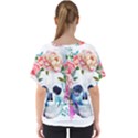 Skull and flowers V-Neck Dolman Drape Top View2