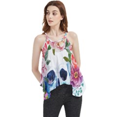 Skull And Flowers Flowy Camisole Tank Top