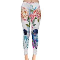 Skull And Flowers Inside Out Leggings by goljakoff