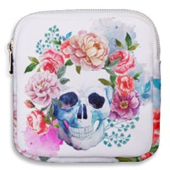 Skull And Flowers Mini Square Pouch by goljakoff