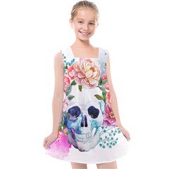 Skull And Flowers Kids  Cross Back Dress by goljakoff