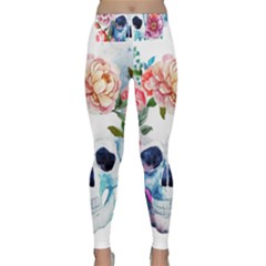 Skull And Flowers Lightweight Velour Classic Yoga Leggings by goljakoff