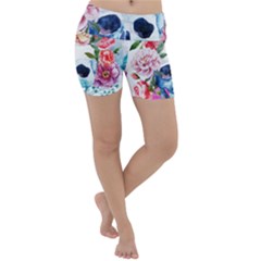 Skull And Flowers Lightweight Velour Yoga Shorts by goljakoff