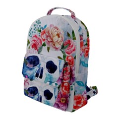 Skull And Flowers Flap Pocket Backpack (large) by goljakoff