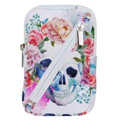 Skull And Flowers Belt Pouch Bag (large) by goljakoff