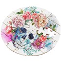 Skull and flowers Wooden Puzzle Round View2