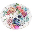 Skull and flowers Wooden Puzzle Round View3