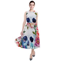 Skull And Flowers Round Neck Boho Dress by goljakoff