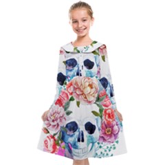 Skull And Flowers Kids  Midi Sailor Dress by goljakoff