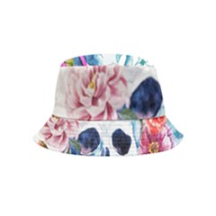 Skull And Flowers Inside Out Bucket Hat (kids) by goljakoff