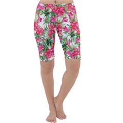 Pink Flowers Cropped Leggings  by goljakoff