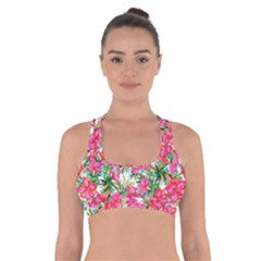 Pink Flowers Cross Back Sports Bra by goljakoff