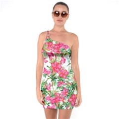 Pink Flowers One Soulder Bodycon Dress by goljakoff