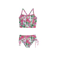 Pink Flowers Girls  Tankini Swimsuit by goljakoff