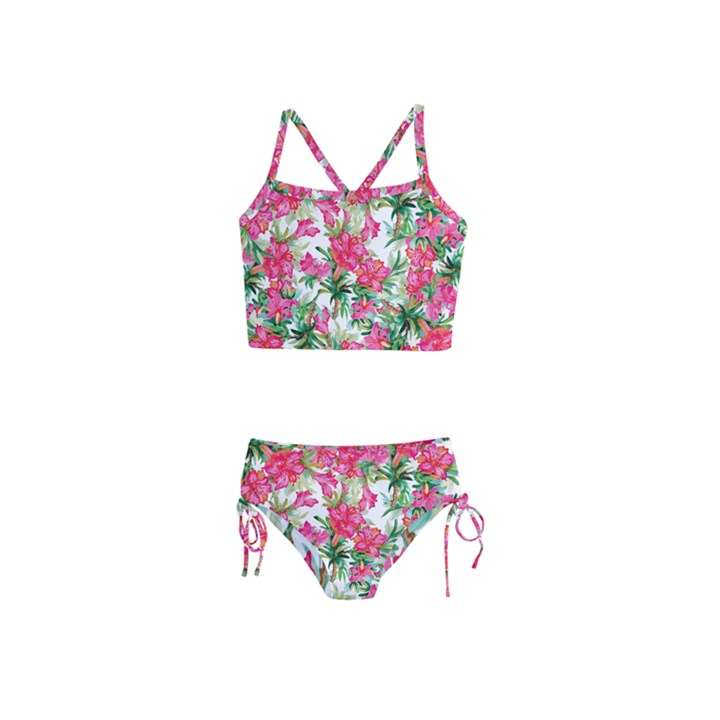 Pink flowers Girls  Tankini Swimsuit