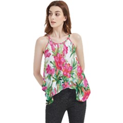 Pink Flowers Flowy Camisole Tank Top