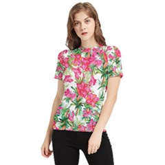 Pink Flowers Women s Short Sleeve Rash Guard