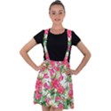 Pink flowers Velvet Suspender Skater Skirt View1